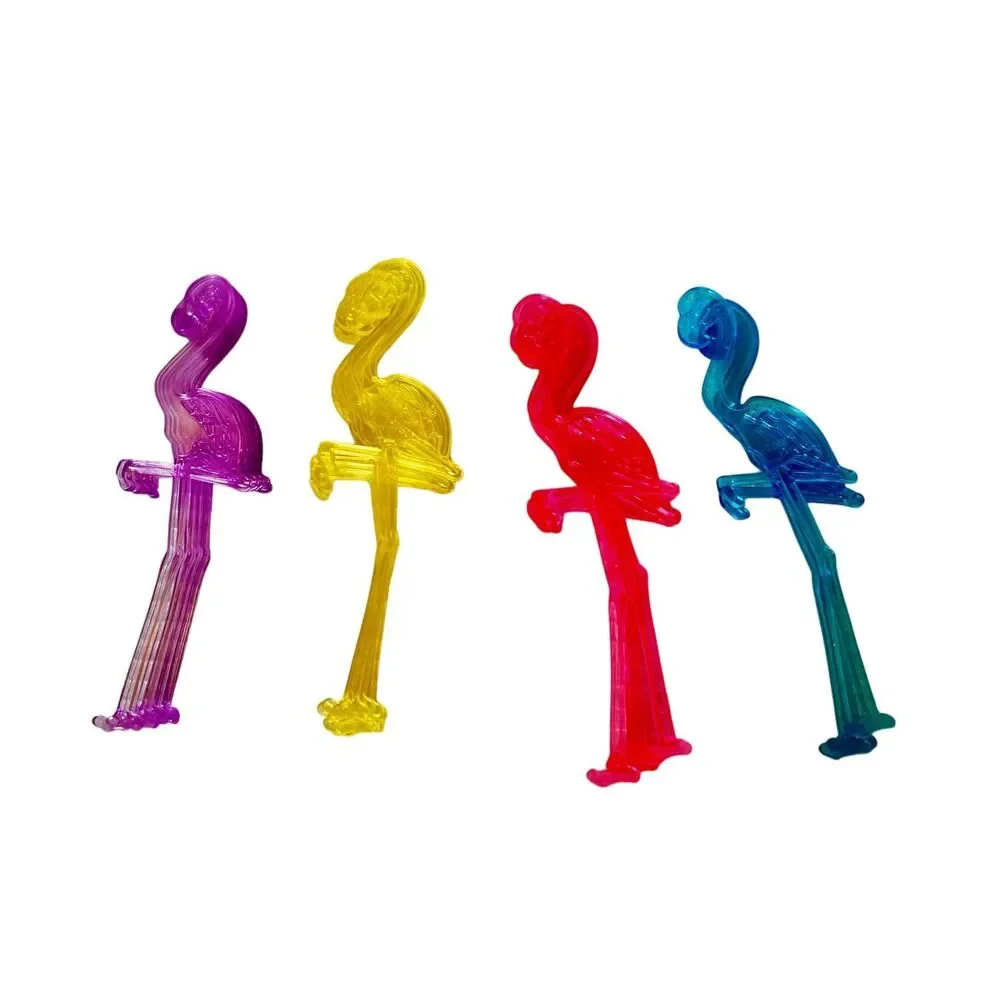 Set of Neon Translucent Flamingo Cocktail Swizzle Sticks 18